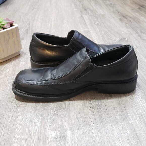 E Collection * Men's Black Leather Slip On Shoes 8 - Picture 6 of 10